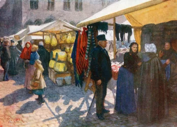 A Corner of the Market on the Grande Place, Bruges