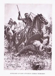 Auxiliary Cavalry Attacking German Tribesmen (illustration from The Roman Soldier)