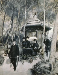 Queen Victoria Riding in a Mule Carriage with John Brown in Attendance