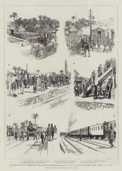 The Soudan Advance, Departure of the 6th Royal Warwickshire Regiment for the Front from Sidi-Gaber Station, Ramleh, on 9 January