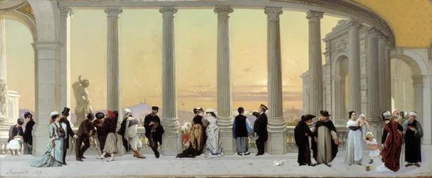 Characters on the Terrace of the Palace Longchamp in Marseille
