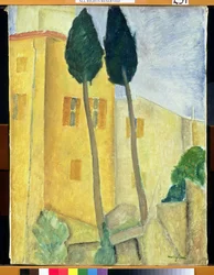Cypress Trees and House, 1919