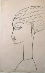 Female Profile. Drawing by Amedeo Modigliani