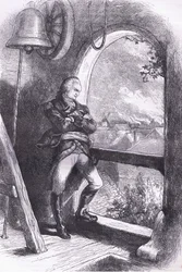 Arnold viewing the destruction of New England, illustration from Cassells History of the United States