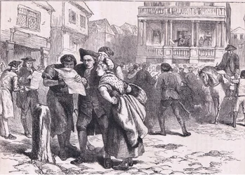 Bostonians reading the Stamp Act (illustration from 