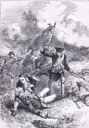 Death of Major Pitcairn, illustration from Cassells History of the United States published by Cassell, Petter & Galpin, c.1900