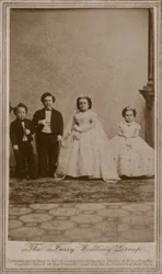 Wedding photograph of Charles Sherwood Stratton, American entertainer known as General Tom Thumb, and his wife, Lavinia Warren