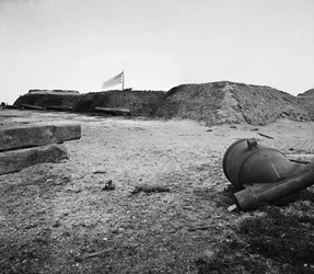 Discarded Confederate Mortar at Abandoned Fort Johnson, Charleston Harbor, South Carolina