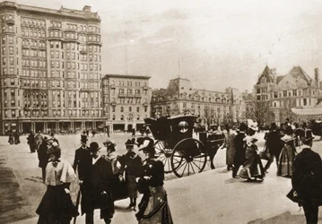 In front of the Plaza Hotel, New York City, 1896