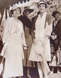 Mrs Helen Wills Moody (right) the American tennis champion, meets the Duchess of York at the All-England Club at Wimbledon during the Lawn Tennis Championship in 1935
