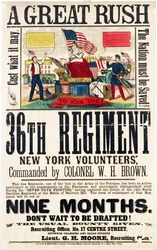 A Great Rush, recruitment poster for 36th Regiment, published by Baker & Goodwin