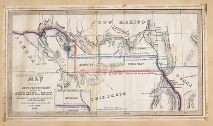 A map illustrating the disputed boundary between the United States and Mexico