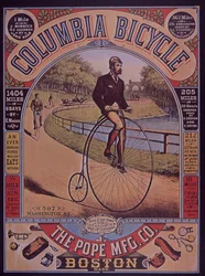 Advert for Columbia Penny-Farthing bicycle, Boston, USA