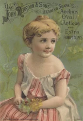 Advertisement for John Reardon & Sons Leading Soaps: Anchor, Oval, Antique and Extra Family Soaps, c.1887