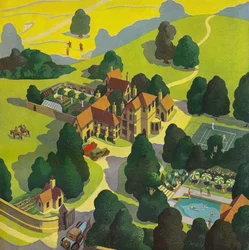 Aerial View of an English Countryside Hotel