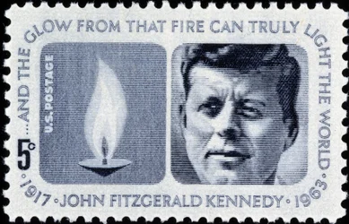 American stamp on John Fitzgerald Kennedy
