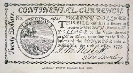 American Twenty Dollar Bill of 1775