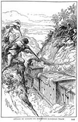 Attack by Cubans on Fortified Railroad Train, Illustration from The Story of Cuba by Murat Halstead
