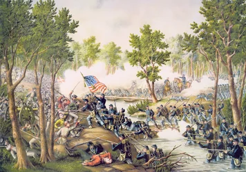 Battle of Spottsylvania, May 1864, engraved by Kurz & Allison