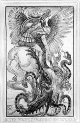Bellepheron Slays the Chimeara, from The Wonder-Book for Girls and Boys by Nathaniel Hawthorne, 1852