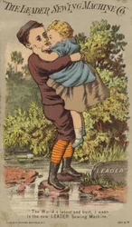Boy Carrying Girl Over River