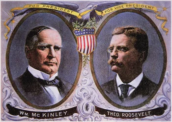 Campaign poster for William Mckinley (1843-1901) as President and Theodore Roosevelt (1858-1919) as Vice-President