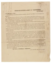 Circular Pertaining to Construction and Fortification of Redoubts Used by the Army of Tennessee, 7 July 1864