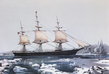 Clipper Ship Red Jacket in the ice off Cape Horn on her passage from Australia to Liverpool
