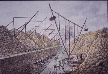 Construction Derricks Near Lockport, Erie Canal