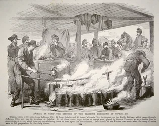 Cooking in camp - The kitchen of the Fremont Dragoons at Tipton, Missouri