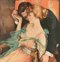 Dashing Young Man Embracing His Lover