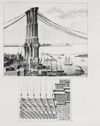 Elevation of a tower of Brooklyn Bridge, New York