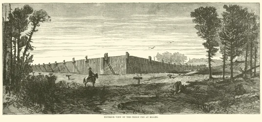 Exterior View of the Prison Pen at Millen, November 1864