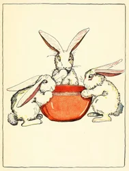 Flopsy, Mopsy, and Cotton-Tail had bread and milk and blackberries for dinner