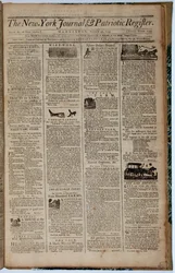 Front Page of the New York Journal and Patriot Register, 21st August 1793