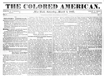 Front page of The Colored American, 4th March, 1867