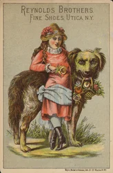 Girl Leaning on Large Dog with Roses