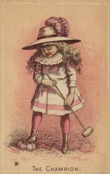 Girl playing croquet, The Champion