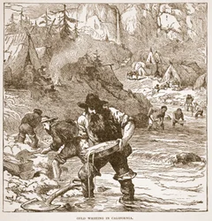 Gold Washing in California, from a book published in 1896