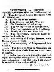 Grievances of Boston, Letter Published in the Boston Gazette, 4th April 1786