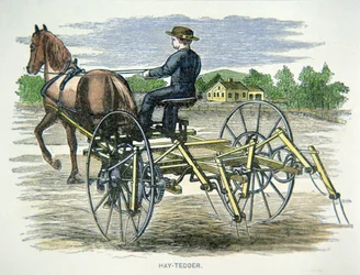 Hay-tedder farming machine, c.1880