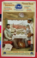 Interior of dining cars on the Cincinnati, Hamilton and Dayton Rail Road