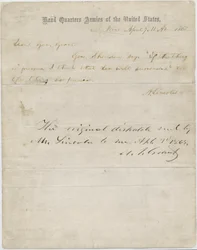Letter from Abraham Lincoln to General Ulysses S. Grant, April 7, 1865