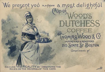 Maid Serving Coffee, Advertisement for Woods Duchess Coffee, Boston