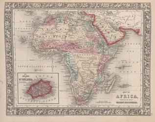 Map of Africa Showing Its Most Recent Discoveries with the Island of St. Helena Inset from Mitchell