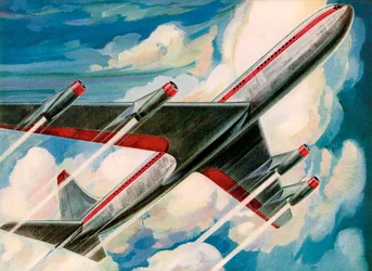 Passenger Jet Zooming Into the Sky