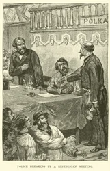 Police breaking up a Republican meeting