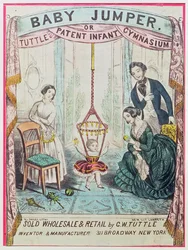 Poster Advertising the Baby Jumper or Tuttes Patent Infant Gym, published by W.J. Dailey