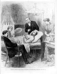 President Garfield Lying Wounded in His Room at the White House, Washington
