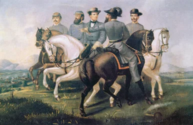 President of the Confederate States during the American Civil War, with His Generals